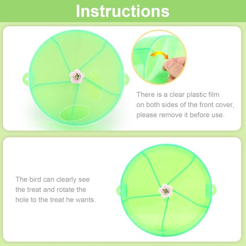 Bird Creative Foraging System Wheel Seed Food Ball Rotate Training Toy for Small and Medium Parrots Parakeet Cockatiel Conure (Green) - color: Green