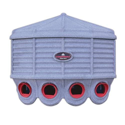 Wall Mount Feed Silo - 35 lb Capacity - Weatherproof Poultry Feeder with Lid - Easy Fill Chicken Feeder for Coop or Run