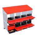 8-Compartment Chicken Nesting Boxes, Metal Hen Laying Boxes with Roll-Away Egg Tray, Lockable Lid, Easy-Clean Design for Coop and Farm - color: Red, size: 46.1"L x 16.5"W x 10.2"H