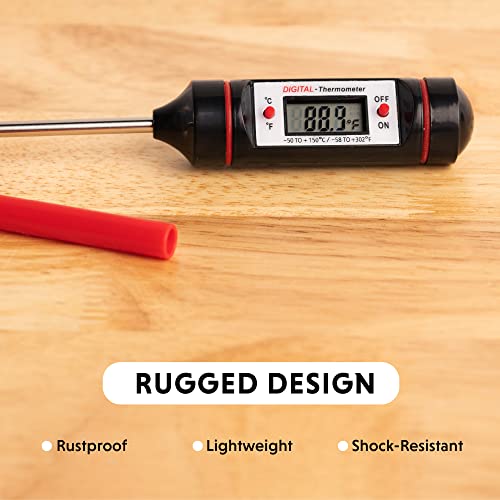 General Tools Digital Thermometer #DT310LAB, 8 Inch Extra Long Stainless Steel Probe, -58 to 302 degrees Fahrenheit (-50 to 150 degrees Celsius) Range with High and Low Alarms, Auto-Off