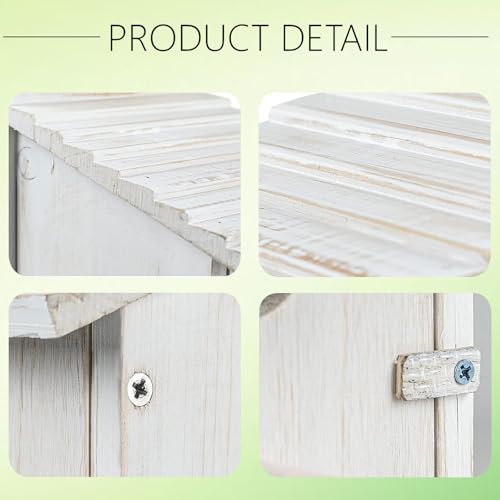 Wooden Bird House for Outside with Perch - Weatherproof Hanging Birdhouse for Finches, Bluebirds, Cardinals - Outdoor Garden Birdhouse with Easy Clean Design - color: White