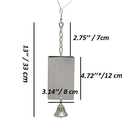 Acrylic Bird Mirror for Small Birds, Parrot Cage Toys 1PC (4.72" x 3.14") – Clear Unbreakable Hanging Mirror Cage Accessory for Parakeet, Cockatiel, Conure, Lovebirds, Budgies - size: 3.14''W * 4.72''H