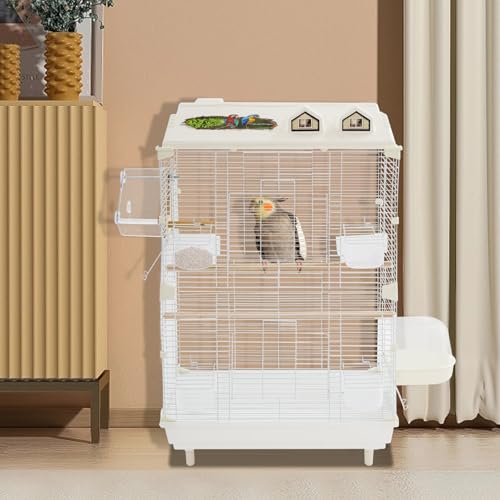 Bird Cage, 2-Tier Freestanding Flight Cage for Small Birds