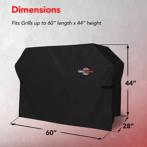 Heavy Duty BBQ Grill Cover for Outdoor Grill, 60 Inch Black | Waterproof, Weather Resistant, UV & Fade Resistant, Heavy Duty Protection, Adjustable Straps, Outdoor Grill Cover, Secure Fit - color: Black, size: 60''L x 28''W x 44''H
