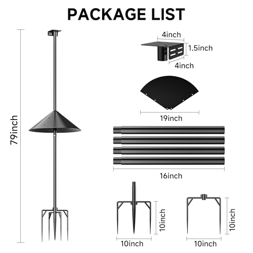 79" Smart Bird Feeder Pole Stand with 19" Proof Squirrel Baffle - Dia 1 Inch Bird House Pole for Camera Birdfeeder, Feeding Station for Outdoors Heavy Duty, Compatible Post Mount - size: 79IN