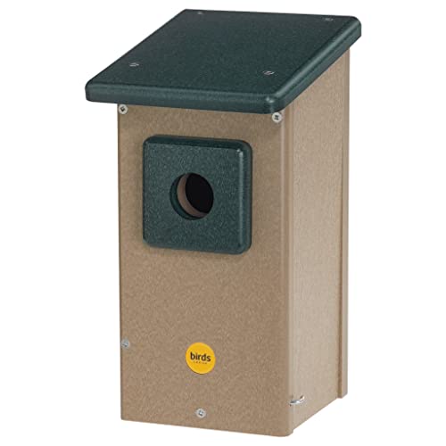 Birds Choice Eastern Bluebird House, 1.5" Hole | Taupe & Green | Durable Recycled Plastic, Weather-Resistant Nesting Box for Backyard Bluebird Conservation, 6.625in x 8in x 12.625in - color: Taupe (1.5")