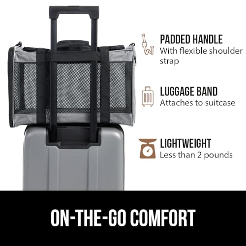 GORILLA GRIP Cat Carrier Travel Bag Up to 15 Lbs, Soft Collapsible Small Dog Carriers, Top and Side Entry Breathable Mesh, Grip Feet on Underside, Cozy Washable Waterproof Pad, Portable Kennel, Gray - color: Gray