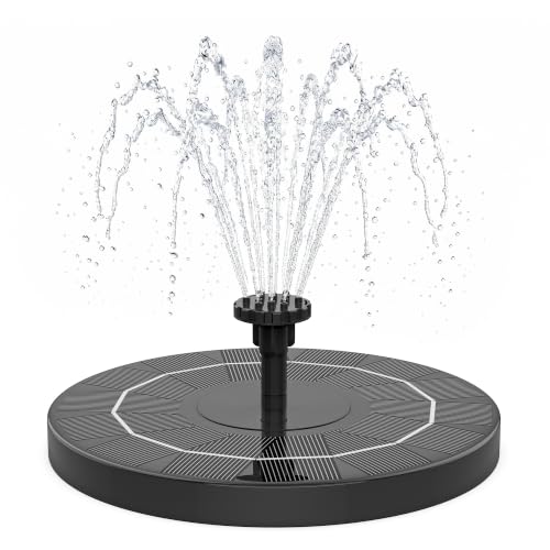 2.5W Solar Bird Bath Fountain Pump, Solar Fountains, Solar Powered Water Fountain with 6 Nozzles and Fixer for Bird Bath, Outdoors, Fish Tank, Pond, Pool and Garden - color: Black-2.5w
