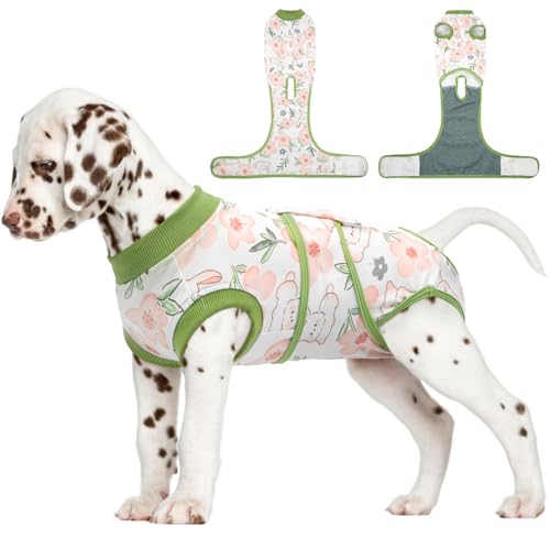 Surgery Suit for Dogs Female After Spayed, Soft Onesie for Surgery | Cone Alternative after Surgery, Dog Wound Cover Spay Suit Prevent Licking, Female Dog Onesie for Heat Cycle, Rabbit Flower S - color: Rabbit Flower, size: S(back:11.4-13.4in,wt:7-15lbs)