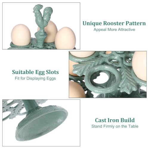 Cast Iron Egg Holder Countertop -12 Eggs Storage Display Rack (Sage Green) | Heavy Duty Egg Holder for Kitchen Dinning Decor & Easter Eggs Display, Retro Egg Rack - color: Sage Green