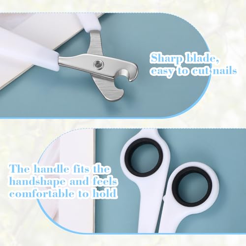 Lasnten 2 Pcs Bird Nail Grinder with Clipper Bird Nail Trimmer File Pet Grooming Tool for Parrot Budgerigars Parakeets Myna Conure Finches Lovebirds(White) - color: White