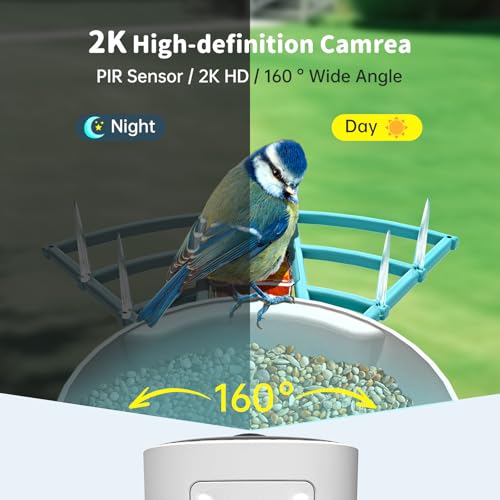 Smart Bird Feeder with Camera Solar Powered & AI Bi rd Identification, 2.4Ghz WiFi Bird feeders for Outdoors, 2K Live Video, Instant Arrival Alerts - Blue - color: Blue