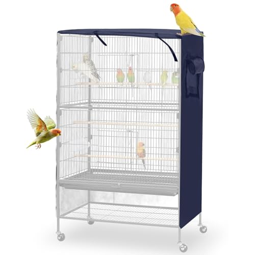 Bird Cage Cover, Large Birds Cage Covers for Night, Birds Cover for Cage with Adjustable Front Curtain, Blackout & Breathable Birdcage Covers for Parrot, Small Animals(Not Include Bird Cage) - color: Blue