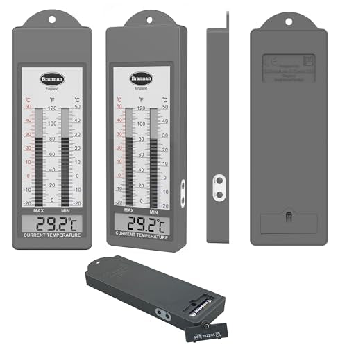 Brannan Waterproof Max Min Greenhouse Thermometer - Maximum Minimum Recording Thermometer Greenhouse Garden Outdoor Indoor