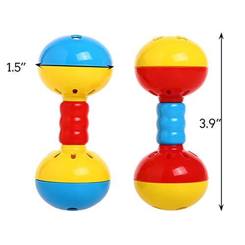 QBLEEV 2 Pack Parakeets Conures Foot Toys, Bird Rattles Bells Play Gym Toy | Durable & soft enrichment barbell thrown ruber ball, activity center cage accessories for indian ringneck african quaker - style: Rattles Bells Foot Bird Toys