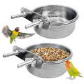 PINVNBY Stainless Steel Bird Bowl Parrot Food Water Bowls with Clamp Holder Bird Feeder Dish Cups Crate Bowls for Cockatiel Pigeons Conure Budgies African Greys (2PCS Screw Size: M)