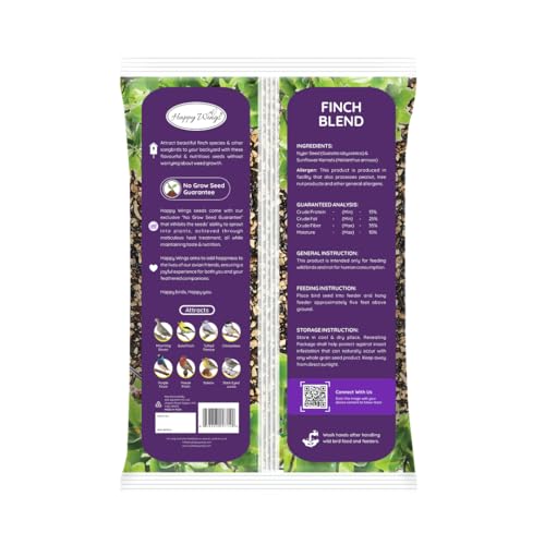Happy Wings Finch Blend Bird Food - Mix of Sunflower Hearts/Kernels and Nyjer, 5 Pounds - No Grow Seed - For Wild Birds - size: 5 Pound (Pack of 1)
