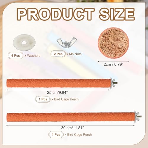 Bird Cage Perch, Colorful Parrot Grinding Claw Sticks, Platform Paw Stand Toy 10/12 Inch, (Wooden, Orange, 2Pcs), Intended for Small Medium Birds/Parrots/Finches/Lovebird - color: Orange, size: 10/12 Inch