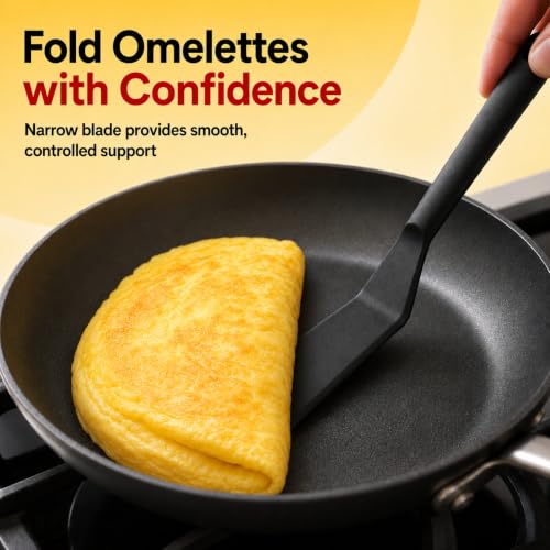 Egg Spatula is Heat Resistant Non-Stick Pancake Spatula - Silicone Spatula is used as an Omelette Spatula for Cooking. - color: Black