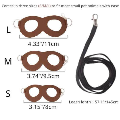 MANON ROSA Sugar Glider Harness and Leash Set, Adjustable 3Pcs Vest, Brown | Escape-Proof Design, Comfortable Adjustable Vest, Suitable For Small Pets, Durable Material, Easy To Wear, Secure Leash 57” - color: 01 Brown