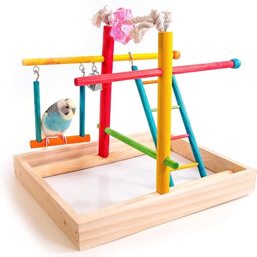 Penn-Plax Bird Life Wooden Playpen – Perfect for Parakeets, Lovebirds, Parrotlets, Cockatiels, and Green Cheek Conures – Medium - color: Multicolor, size: Medium