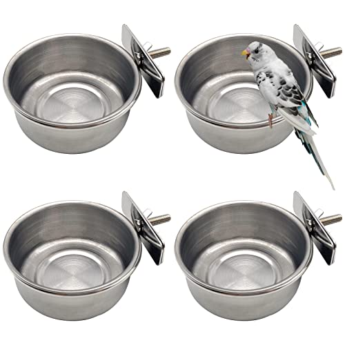 Tfwadmx Bird Feeding Dish Cups Parrot Food Bowl Clamp Holder Coop Cup, Bird Cage Water Bowl for Parakeet African Greys Conure Cockatiels Lovebird Budgie Chinchilla