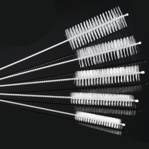 10" Extra Long Tube Brush Set - Large 5 Pack - White | Flexible nylon straw brushes for bottles, cleaning straws, pipe cleaners, glass, keyboard, detailing and deep cleaning - color: White, size: Large 5 Pack (8mm 12mm 16mm 20mm 24 mm)