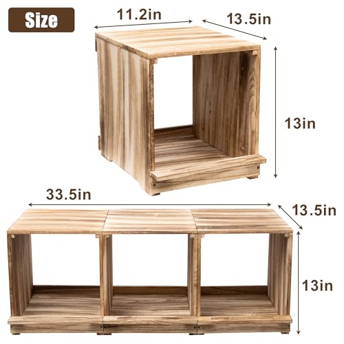 Nesting Boxes for Chickens, Oltara 3 Compartment Carbonized Wooden Egg Laying Nest Box for Chickens, Hens, Ducks,Bird Houses