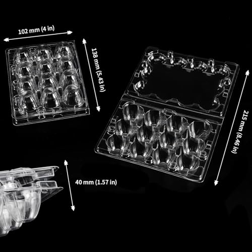JAPCHET 200 Pack 12 Grid Quail Egg Cartons, Reusable Quail Egg Cartons Cheap Bulk, Stackable Plastic Quail Egg Container for Quail Eggs - size: 200 Pack 12 Grid