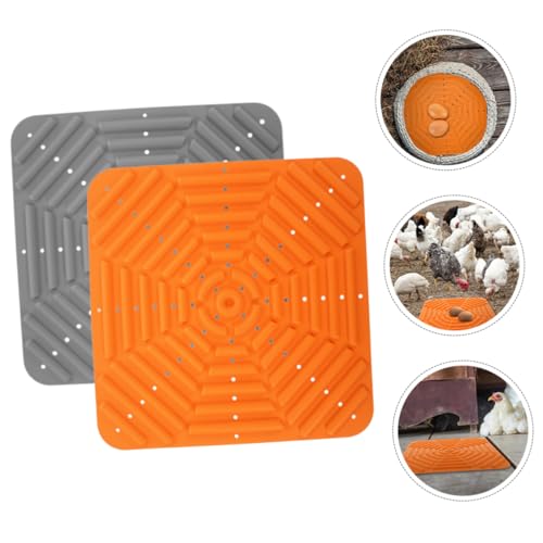 Angoily 2pcs Washable Chicken Coop Nesting Pads Lightweight Silicone Bedding Mats for Nesting Boxes Durable and Easy to Clean Chicken Cage Floor Protection Gray Orange