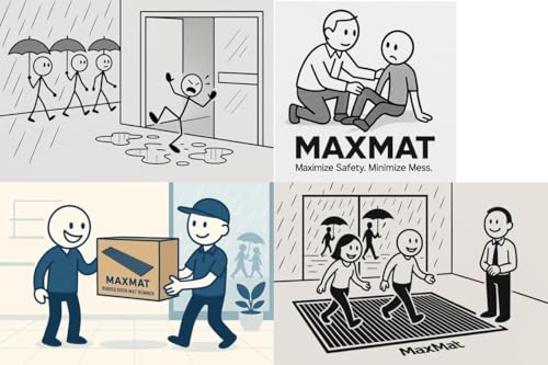 MaxMat® Extra Large Commercial Floor Mat, 3 x 5 Feet Heavy Duty, Waterproof, Low-Profile, Easy to Clean, Rubber Entry Mat (RIB0035BL, Black) - color: Black, size: 3 x 5 feet