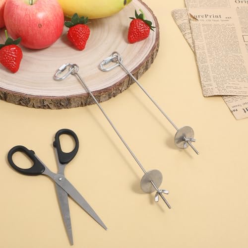 2 Pcs Birds Cage Food Holder with Hook, Budgie Cage Accessories Bird Fruit Feeder Vegetable Stainless Steel Birds Feeder Hanging Foraging Toy for Cages Macaw Parakeet Parrot (2 Sizes 11 and 9.1 inch)