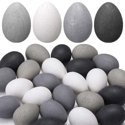 Gejoy 24 Pcs Easter Speckled Eggs Textured Plastic Eggs Neutral Easter Decor Pastel Fake Chicken Eggs Easter Bowl Basket Vase Fillers Rustic Spring Easter Decor for Home Table Egg Hunts (Earthy Tones) - style: Earthy Tones