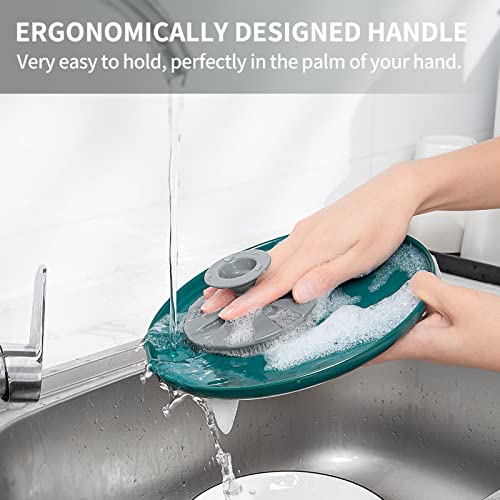 Silicone Dish Scrubber, Non-Scratch Scrub Spong for Washing Dish, Pot, Pan | Kitchen Silicone Sponge, Fruit & Vegetable Cleaning Brush, Reusable Dishwashing Scrubber, Suction Up Hang, 1 Pack, Gray - color: 1pcs Gray