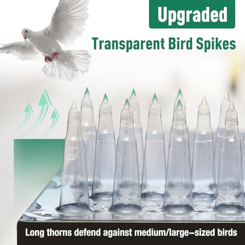 Touri PVC Bird Spikes, Upgraded 24 Packs, Covers 34 Feet (10.36m) | Clear Deterrent Strips, Restrict Birds From Standing and Nesting, Keep Birds Cats Pigeons and Other Animals Away - size: 34 Feet