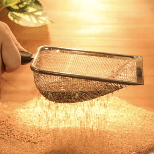 Chicken Poop Scooper for Coop, 2 Pack Chicken Coop Shovel | 0.15 Inch & 0.2 Inch Mesh, Metal Chicken Coop Rake and Scoop Tool, Sifting Shovel for All Litter Types, Anti-Slip
