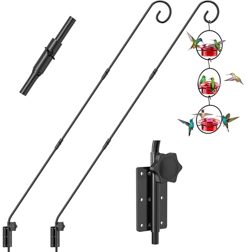 iBorn 45" Wall Mount Hanging Bracket,Heavy Duty Bird Feeder Pole for Hanging Bird Feeder, Planter, Suet Baskets, Wind Chimes, 180°Rotatable Arm,Solid Wire, Pack of 2 - size: 45"Hanging Bracket,Pack of 2