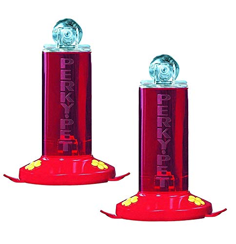 Perky-Pet Plastic Window Mount Hummingbird_Feeder with Perches - 8 oz Hummingbird Nectar Capacity, 217 - Hummingbird feeders for Outdoors (Pack of 2) - size: 2 Pack