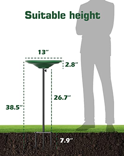 Bird Baths for Outdoors, Detachable Birdbaths for The Garden Clearance, Freestanding Bird Baths for Outdoors Heavy Duty, Bird Bath Bowl Spa & Birdfeeder with Metal Stake Stand, Circle Shape (Green) - color: Green