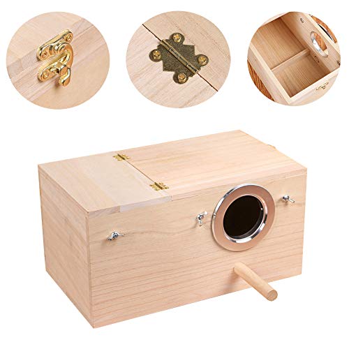 YJJKJ Wood Parakeet Nest Box Pet Bird House Parrot Breeding Mating Box Bird Cage Box for Lovebirds Cockatiel Parrotlets Budgerigar Parakeet (XL) - size: Extra Large