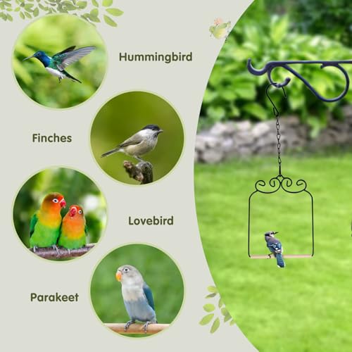 2PK Metal Frame Hummingbird Swings and Perches with Wooden Dowel Black Bird Swing Outdoor Bird Perch Humming Bird Swing (2PK) - style: 2PK