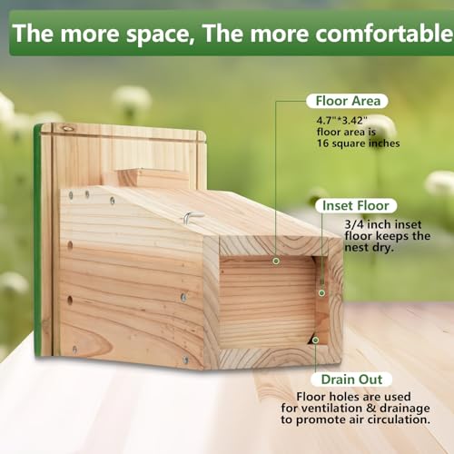 Cedar Bird House with Metal Predator Guard, Wild Bird Nesting Box | Clear viewing window, easy-clean side door, 3/4" cedar, and interior grip for wild wrens, swallows, and chickadees - style: Classic