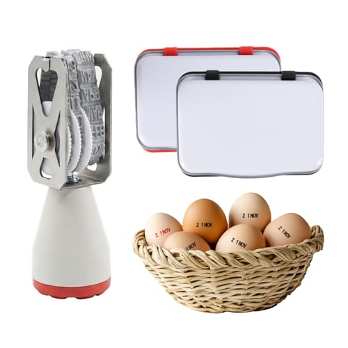 Egg Dater Kit with Date Stamp and Ink Pads for Farm Fresh Eggs | Easy Adjustable Month Day Stamp for Home Chicken Egg Mark Farm Office Shipping - size: 1 PACK