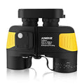 AOMEKIE 7x50 Waterproof Marine Binoculars for Adults with Rangefinder Compass BAK4 Prism FMC Lens for Birdwatching Hunting Boating Fishing Water Sports(Yellow) - color: Yellow