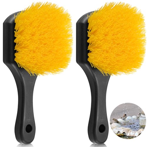 CroBlissful 2 Pcs Bird Bath Cleaning Brush Hard Bristle Stiff Bristle Brush with Plastic Handle Utility Scrub for Bird Feeder Bath Accessories Fountain Outdoor Cleaning(Yellow) - color: Yellow