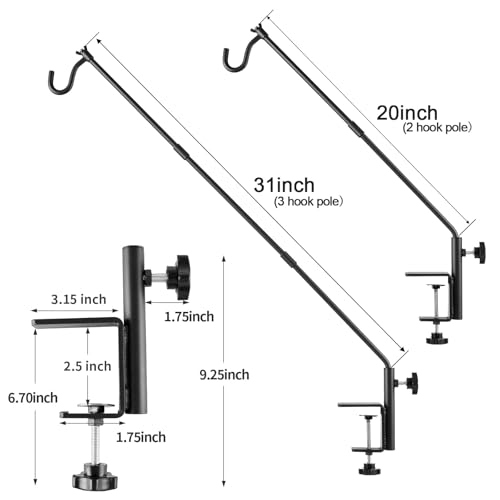 4 Pack Heavy Duty Fence Deck Hook 31 Inch for Bird Feeder-Extended-Adjustable-360 Degree Rotary-Solid Rod Plant Bracket Hanging Hooks for Planters, Suet Baskets, Lanterns, Wind Chime,Unassembled - color: 4PCS