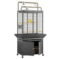 GarveeTech Extra Large Bird Cage with Play Top & Storage Cabinet, 71'' H | Corner Flight Birdcage for Parrot, Budgie, Conure, Cockatiel, Macaw, Big Rolling Bird Aviary