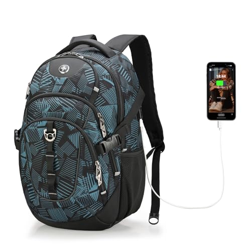 Swissdigital Laptop Backpack with USB Charging Port, Travel Backpack Fits 15.6 inches Computer, 31L Backpack for Men, Dark Green | SD803-96 - color: Dark Green