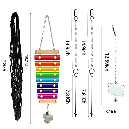 6 Packs Chicken Toys for Coop Accessries, Chicken Swing Toys for Chicken Hens, Chicken Xylophone Toys and Mirror, Vegetable Hanging Feeder, Veggies Skewer