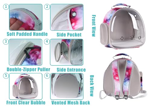 Bunny Carrier Backpack with Space Capsule Clear Bubble Window - Portable Small Animal Backpack Travel Pet Carrier Galaxy for Guinea Pig Rabbit Bearded Dragon Rat Lizard Hamster (Galaxy Pink) - color: Galaxy Pink